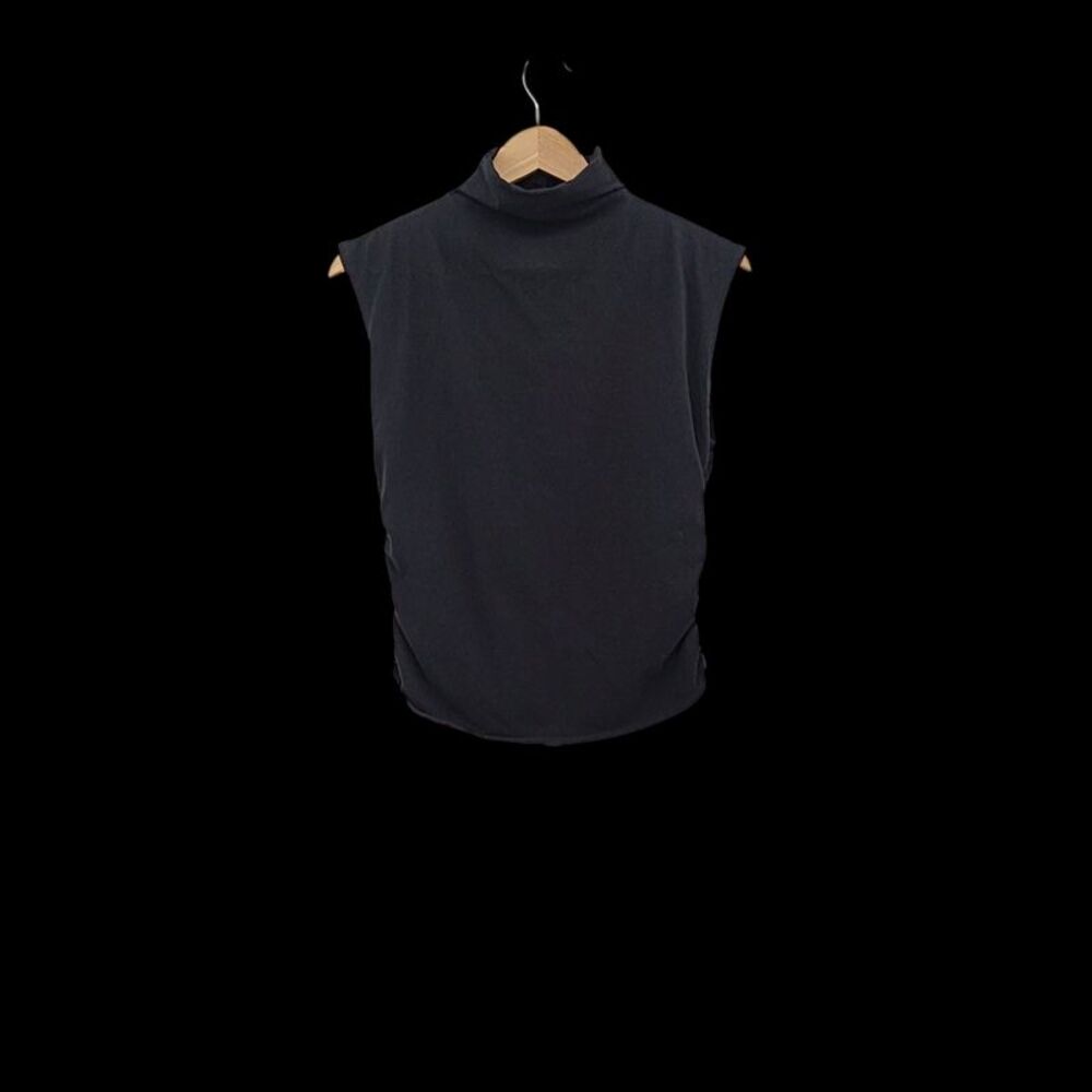 Quince Women Mock Neck Tank Top Sleeveless Black L